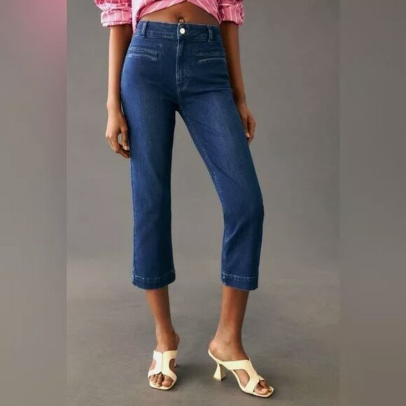 Anthropologie Maeve The Essential Slim High-Rise Straight Crop Jeans Size 28 - Picture 1 of 14